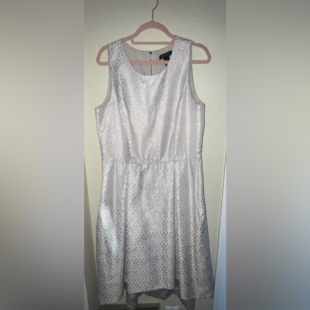 White House Black Market Silver Textured Sleeveless Dress
